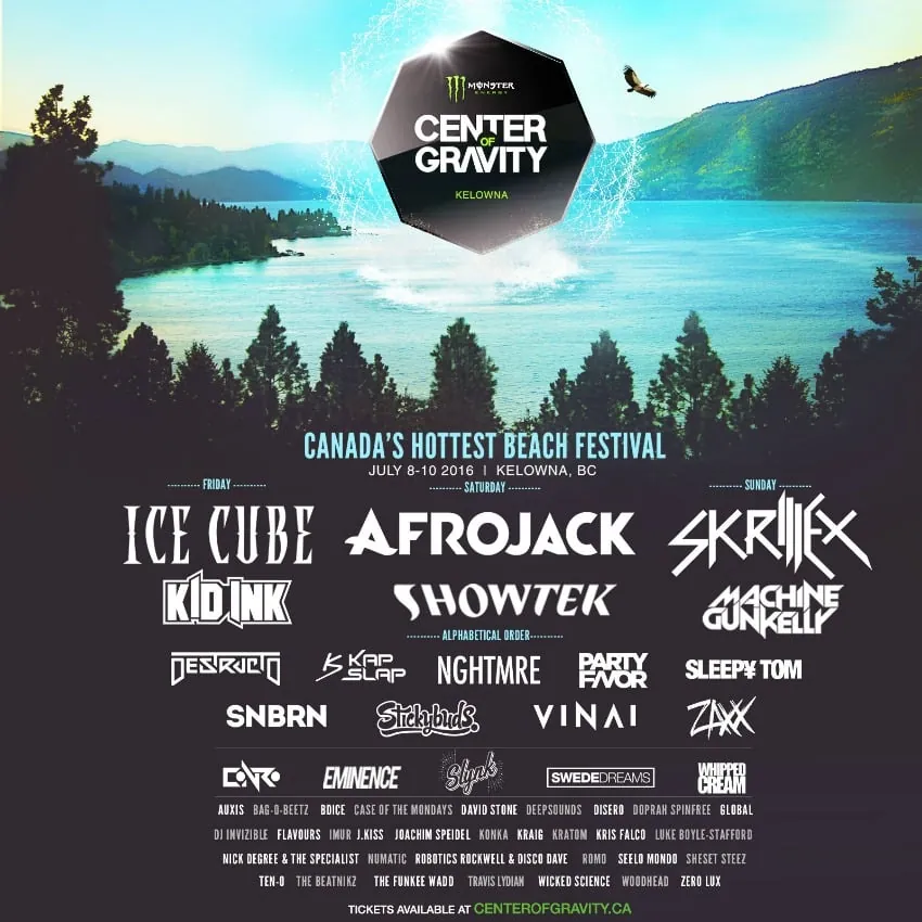 Center of Gravity 2016 lineup poster featuring Kris Falco