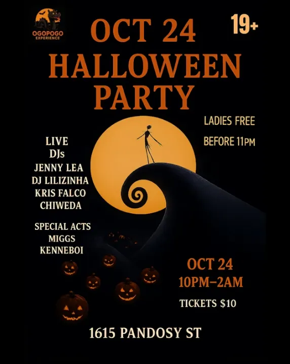 Halloween Party poster with live DJs including Kris Falco