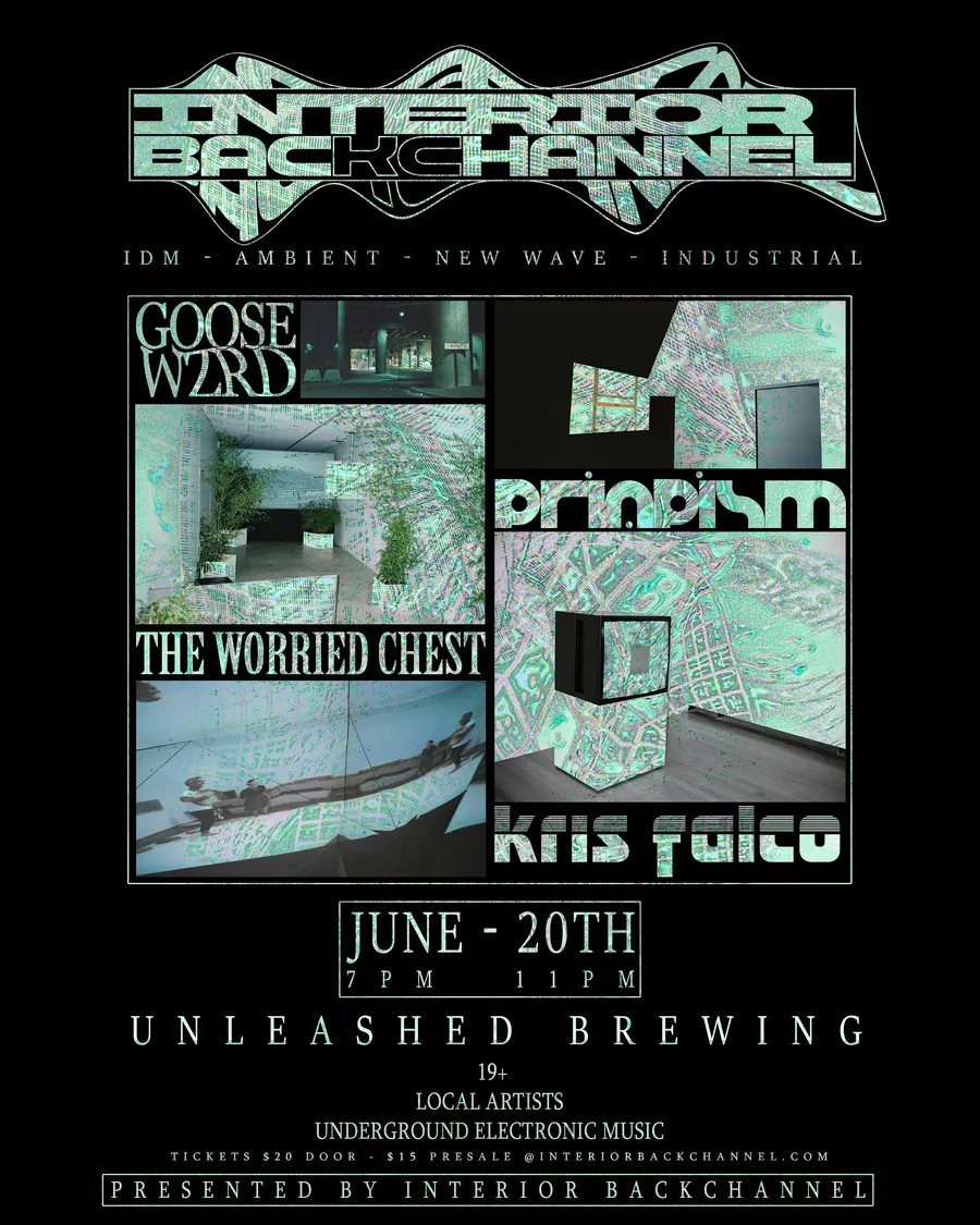 Interior Backchannel event poster at Unleashed Brewing with Kris Falco