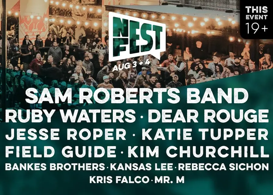 Nest Fest lineup poster including Sam Roberts Band and Kris Falco